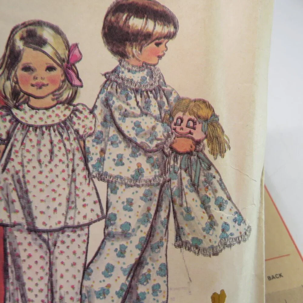 McCall's 3798 kids nightgown, pajama bag/doll, top, shorts, pants sewing pattern